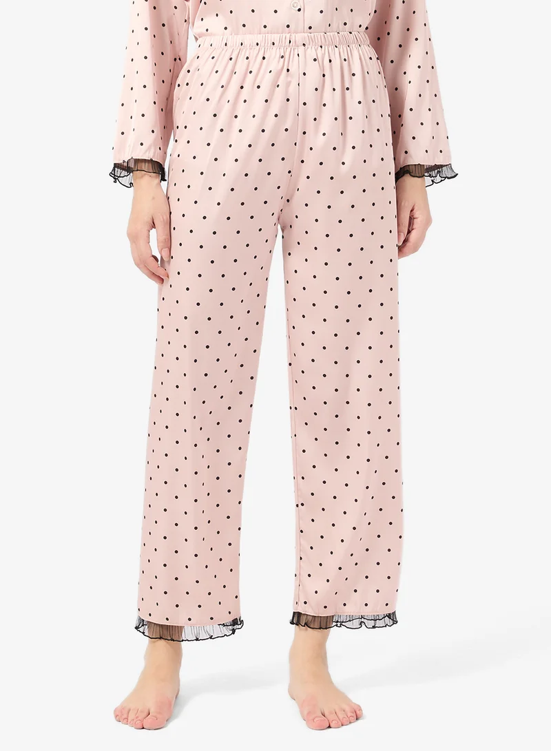Ella  Polka Print Pyjama Top & Pant Set for Women | Best Price UAE